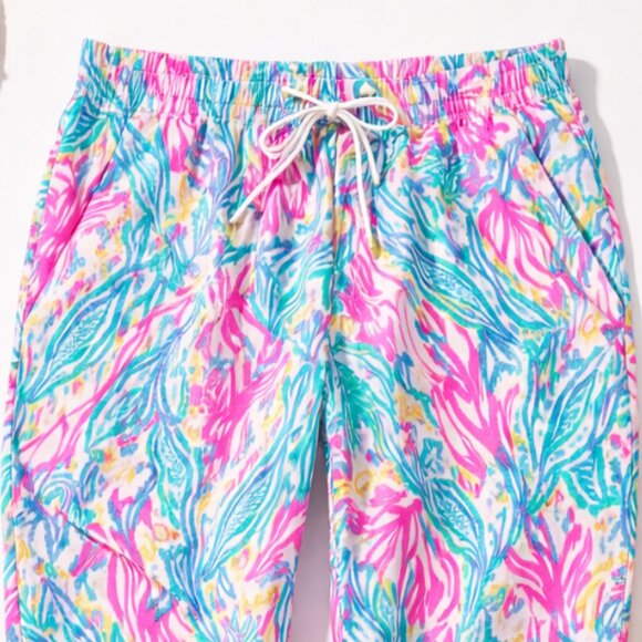 Lilly Pulitzer Taron Linen Pants Small Sea Turtle Soiree Lagoon Pull On Resort - Picture 4 of 10